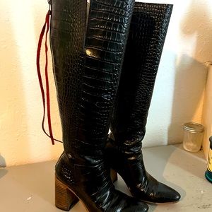 Freebird jasper black crocodile boots